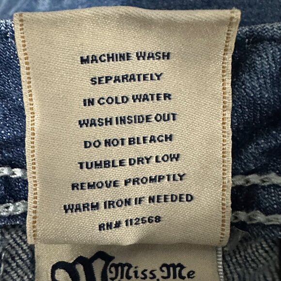 Miss Me size 30 medium blue wash zip whispered bedazzled boot cut jeans - Picture 9 of 12